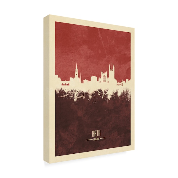 Michael Tompsett 'Bath England Skyline Cityscape Red II' Canvas Art,24x32